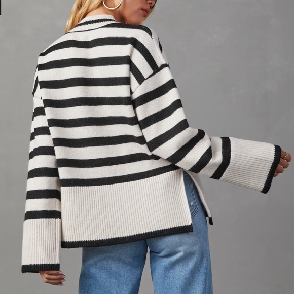 VICI Black and White Striped oversized Sweater - Picture 2 of 5